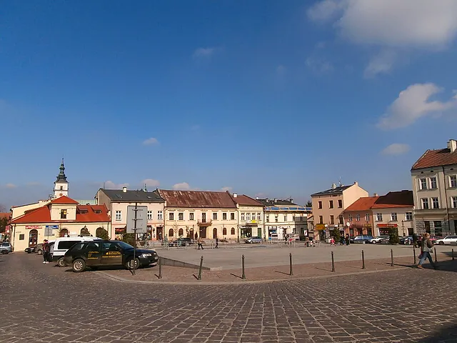 The Upper Market Square of Wieliczka with its historic houses and the town hall